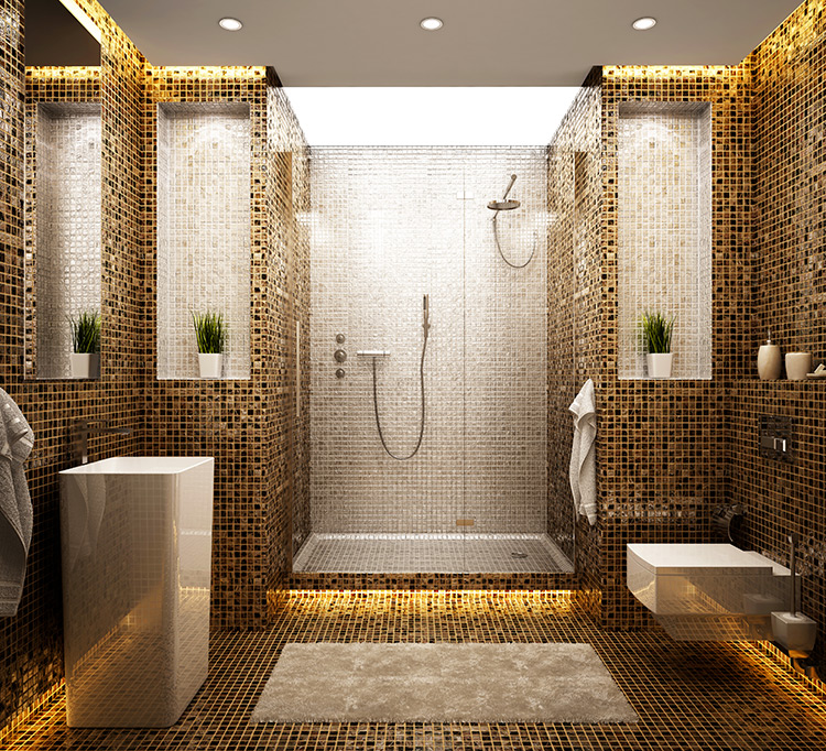 Douche italienne en mosaïque